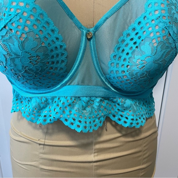 Cacique Blue Lightlylined Multi-Way Strapless Lace Bra 44D - Picture 4 of 8